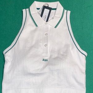 Kith Kids White Polo with Green Trim